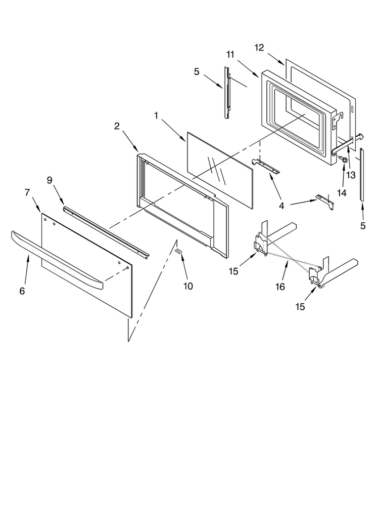 Microwave Door Parts, Optional Parts Diagram and Parts List for KEHC309JBL5  KitchenAid Microwave Oven Combo