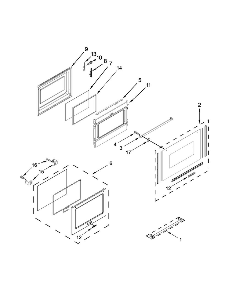 Lower Door Parts Diagram and Parts List for KFED500ESS02  KitchenAid Range