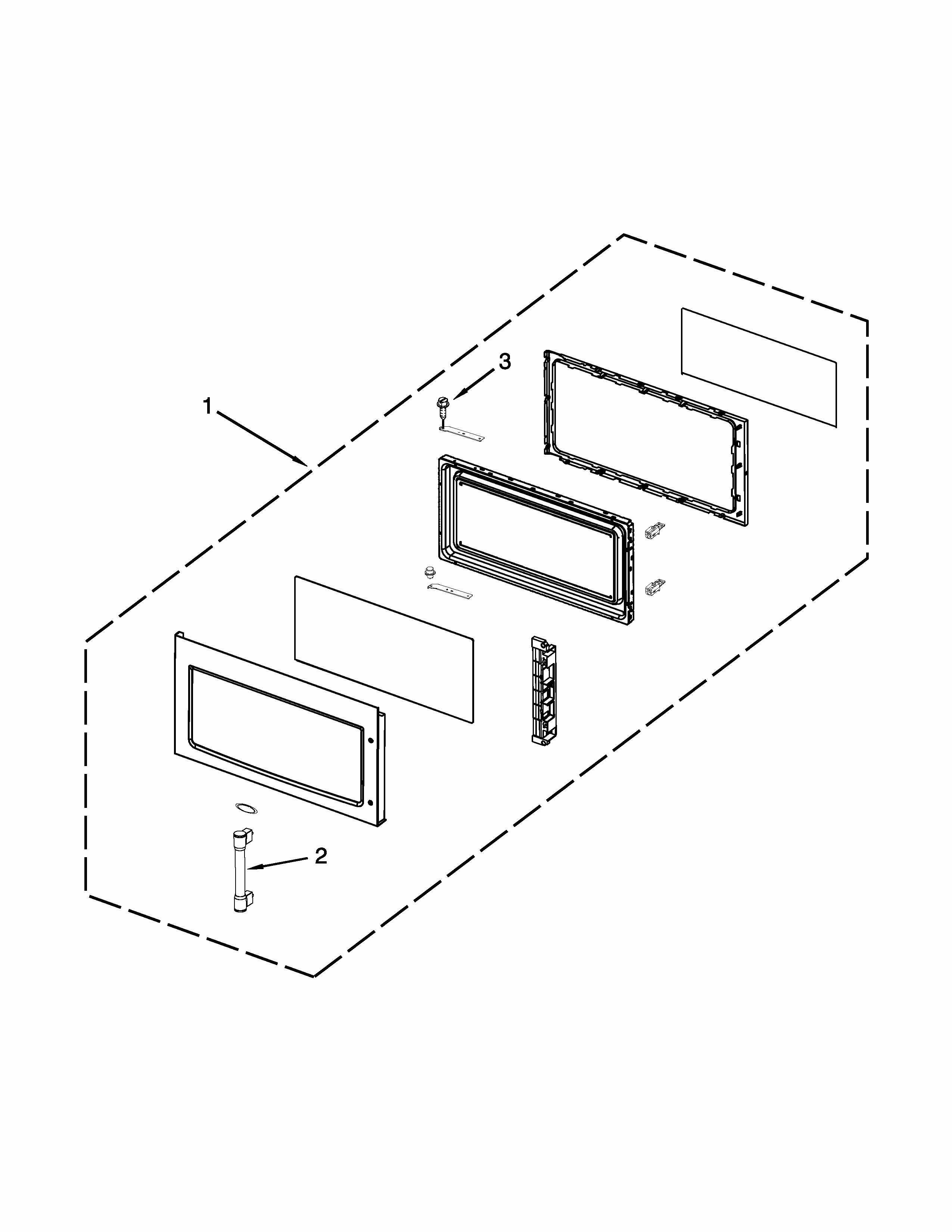 Door Parts Diagram and Parts List for IMH205DS0  Whirlpool Microwave