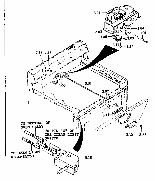 Door Latch System Diagram and Parts List for 1189387140  Kenmore Range