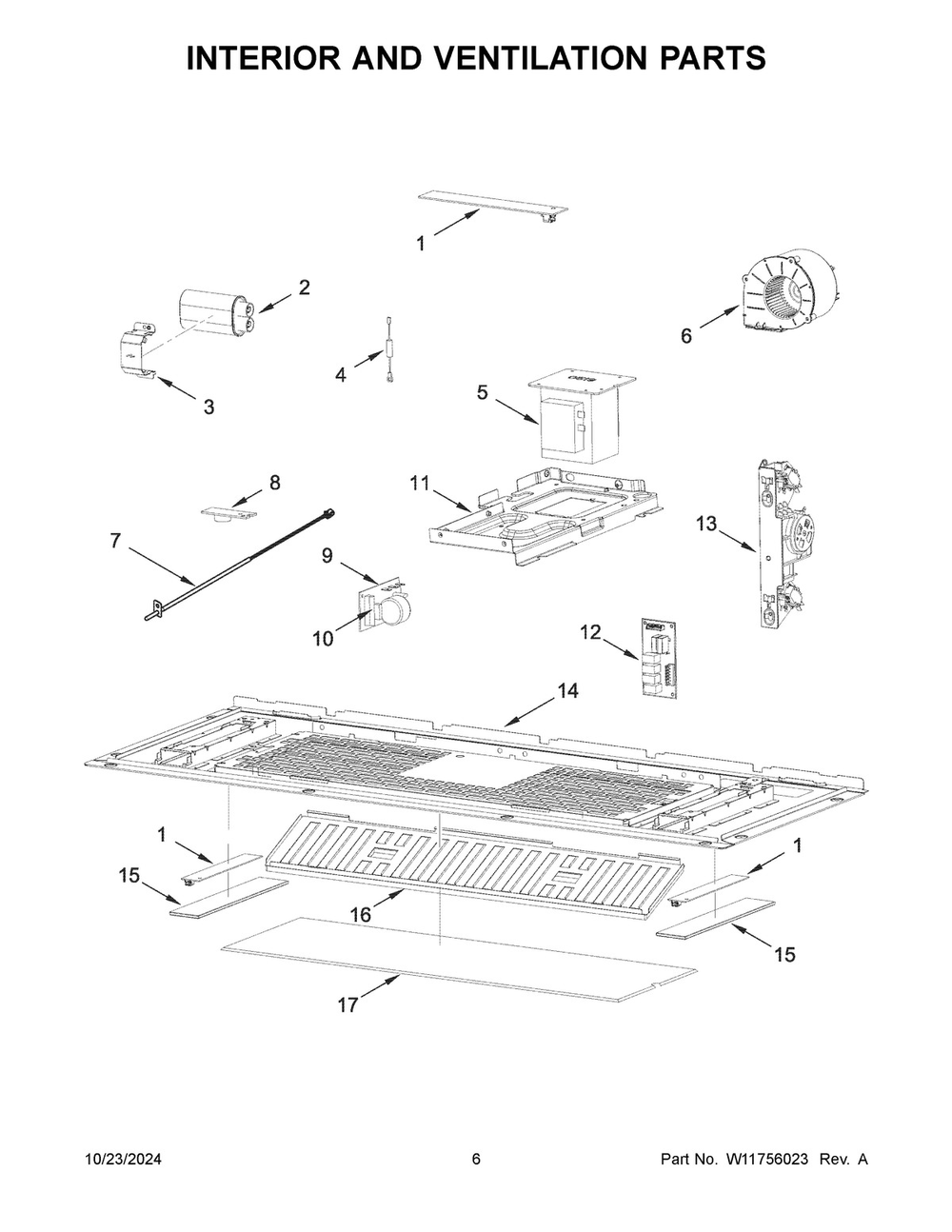 04 - Interior And Ventilation Parts Diagram and Parts List for YWMMF7330RZ00  Whirlpool Microwave