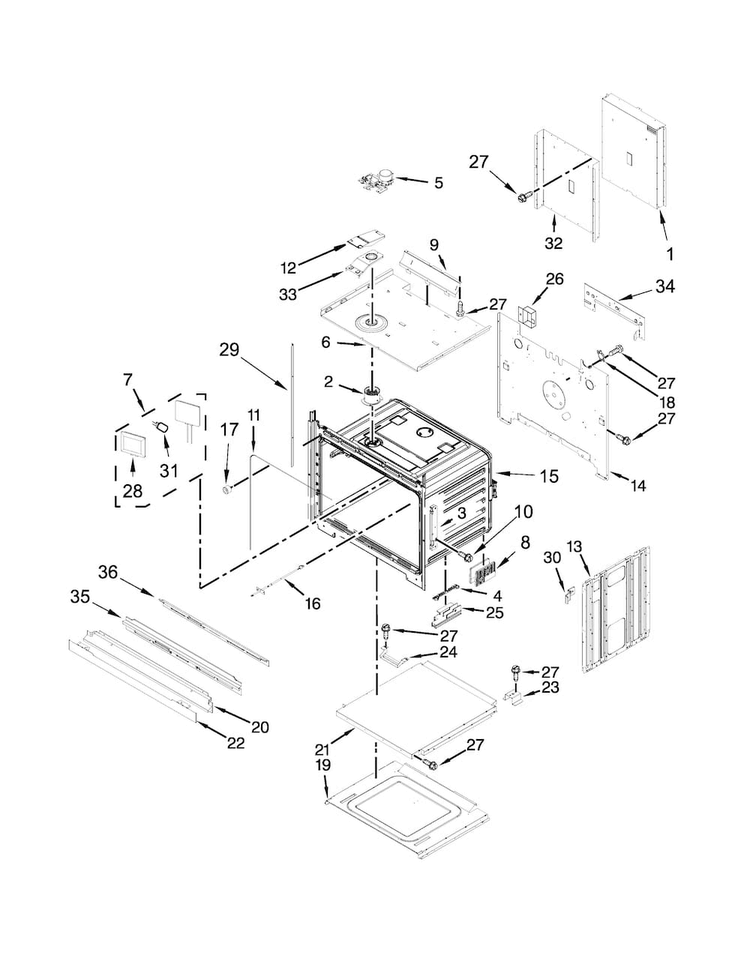 Oven Parts Diagram and Parts List for KODE507EWH01  KitchenAid Wall Oven