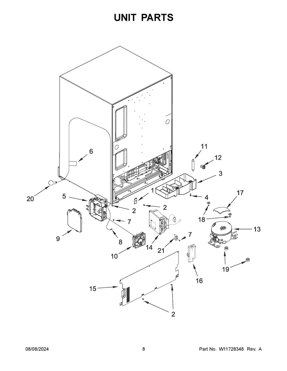 05 - Unit Parts Diagram and Parts List for JUCFP242HL12  Whirlpool Refrigerator