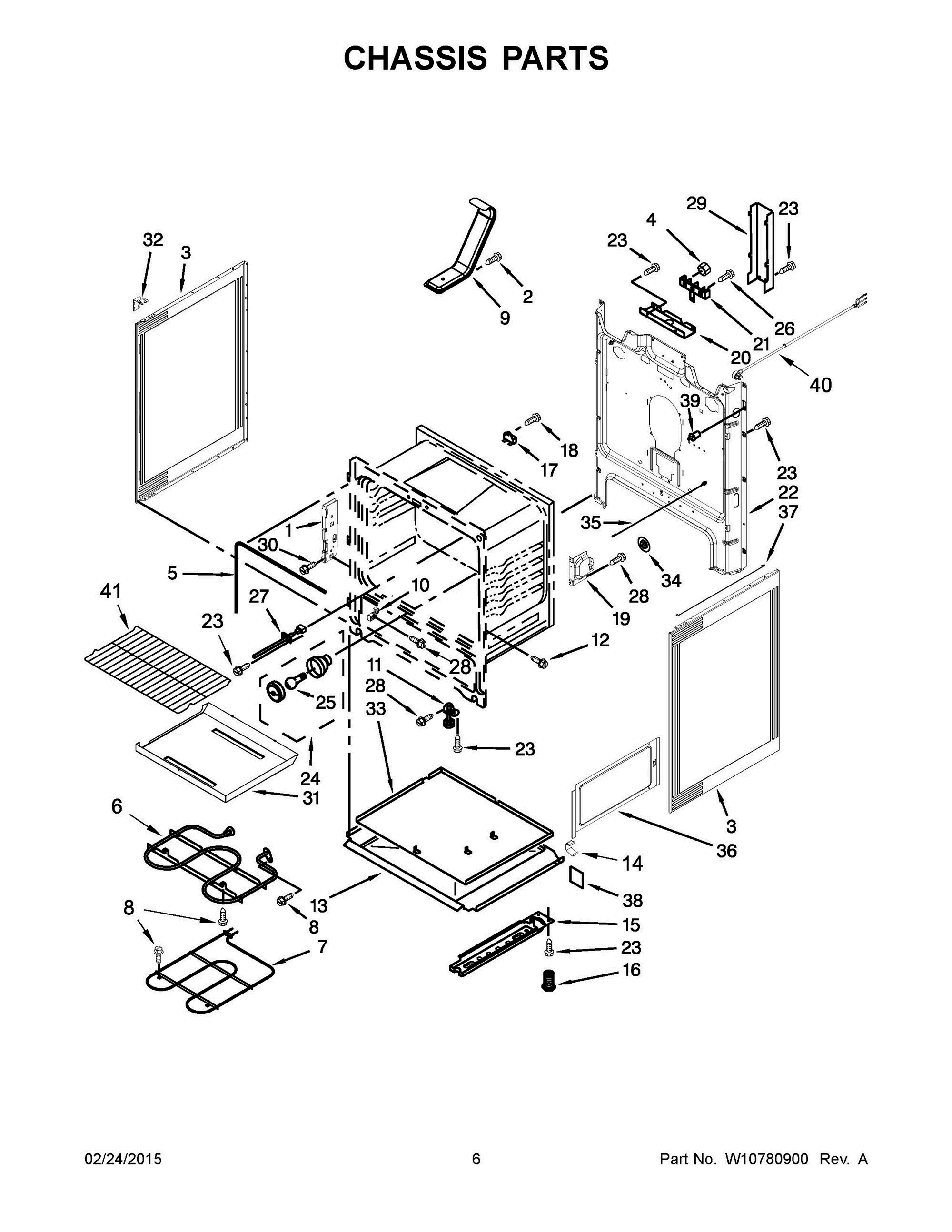 04 - CHASSIS PARTS Diagram and Parts List for YWFE330W0EB0  Whirlpool Range