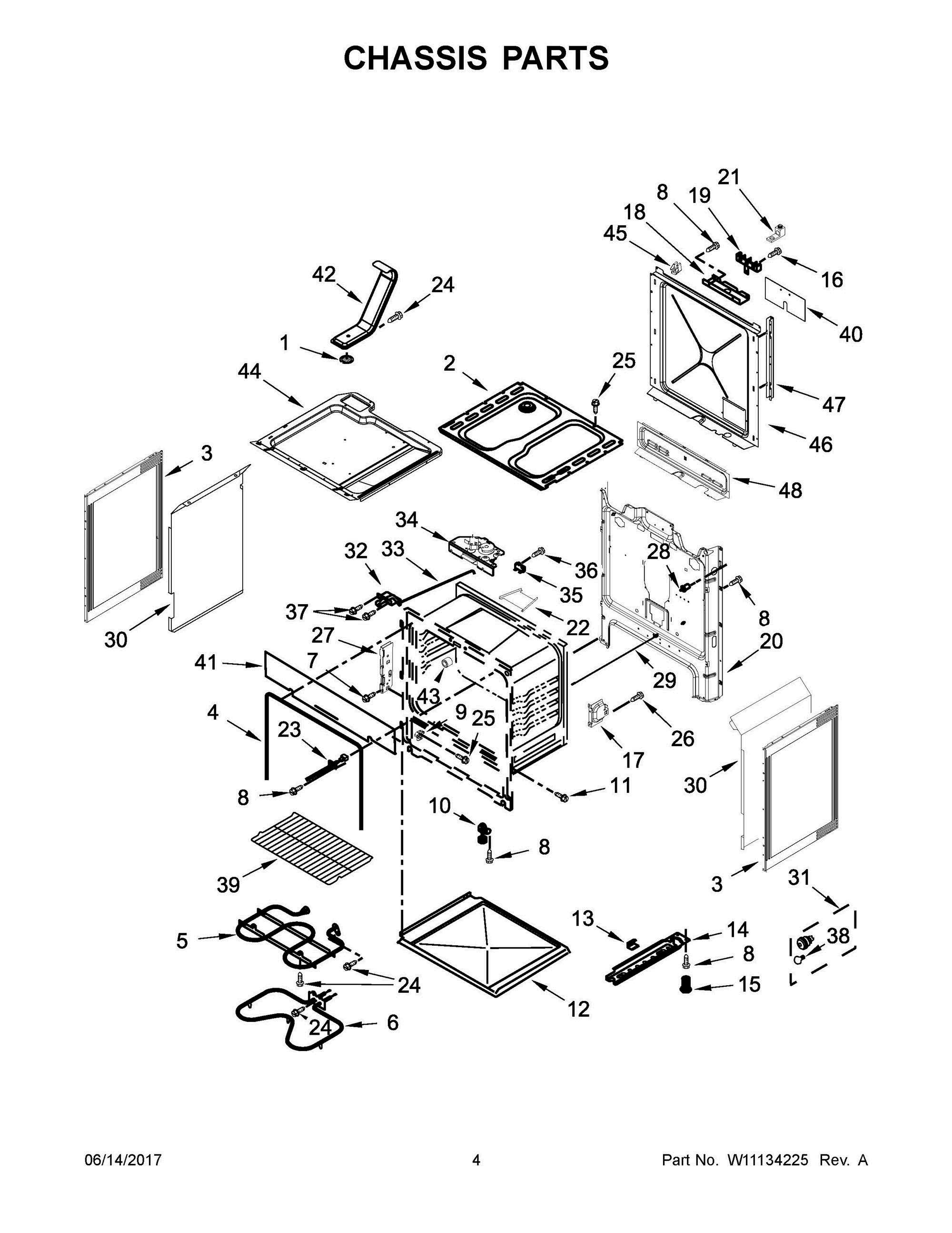 03 - CHASSIS PARTS Diagram and Parts List for WEC310S0FS1  Whirlpool Range
