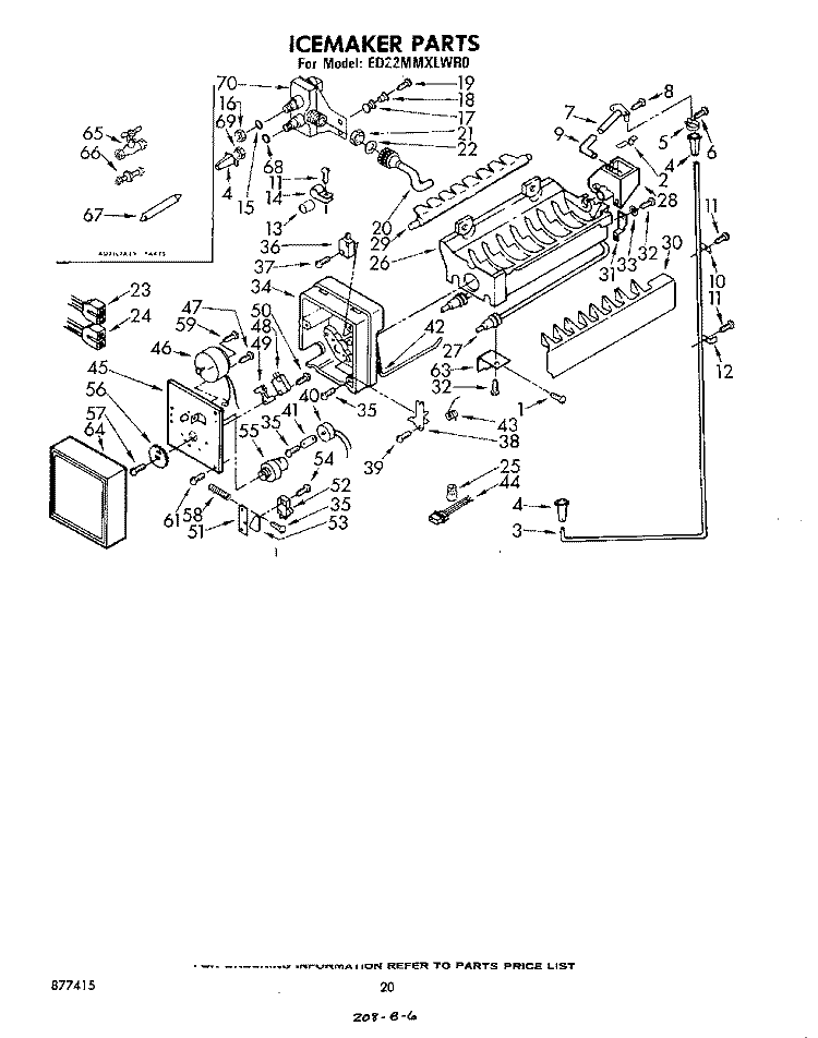 ICEMAKER Diagram and Parts List for ED22MMXLWR0  Whirlpool Refrigerator
