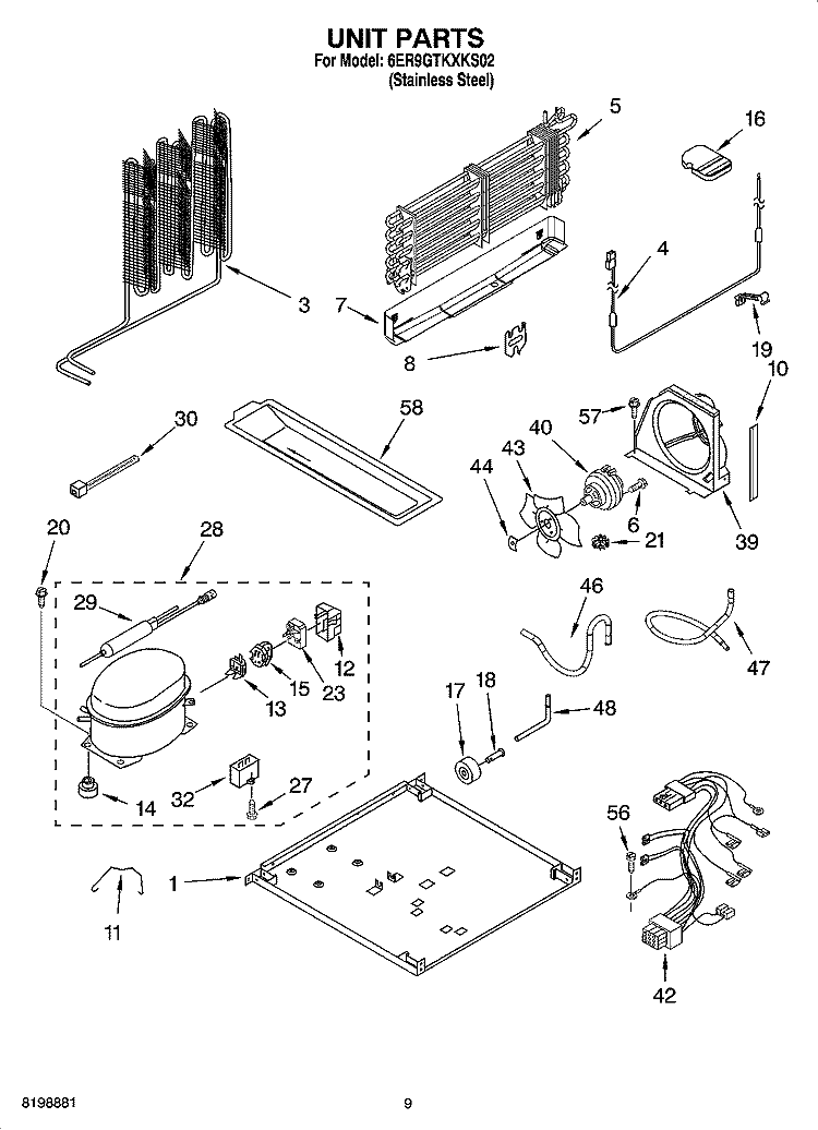 UNIT PARTS Diagram and Parts List for 6ER9GTKXKS02  Whirlpool Refrigerator