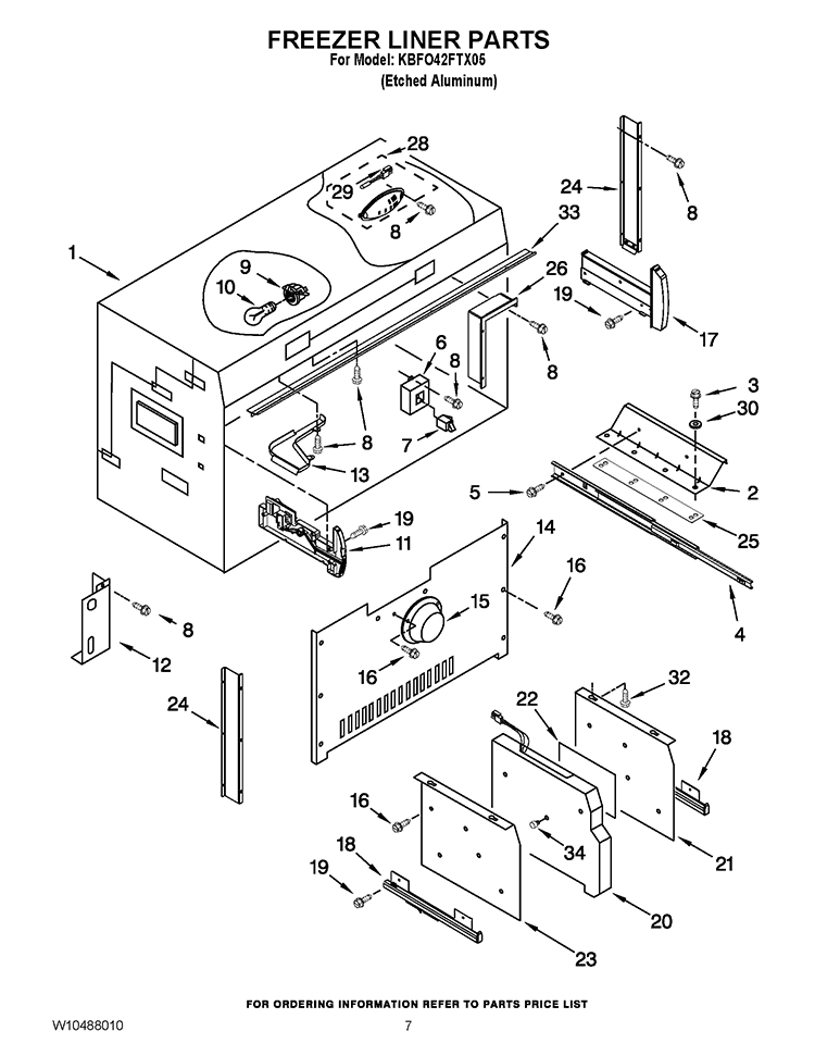 FREEZER LINER PARTS Diagram and Parts List for KBFO42FTX05  KitchenAid Refrigerator