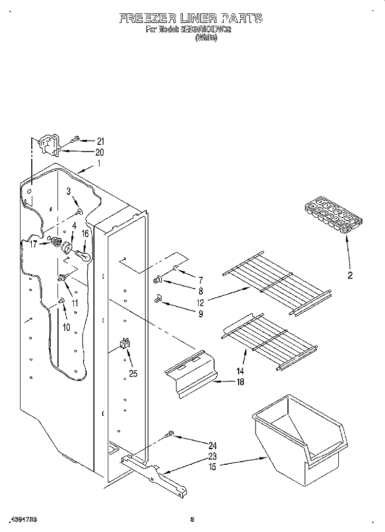 FREEZER LINER Diagram and Parts List for 6ED20TKXDW02  Whirlpool Refrigerator