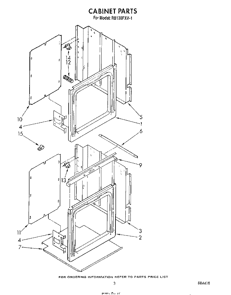 CABINET Diagram and Parts List for RB130PXV1  Whirlpool Wall Oven