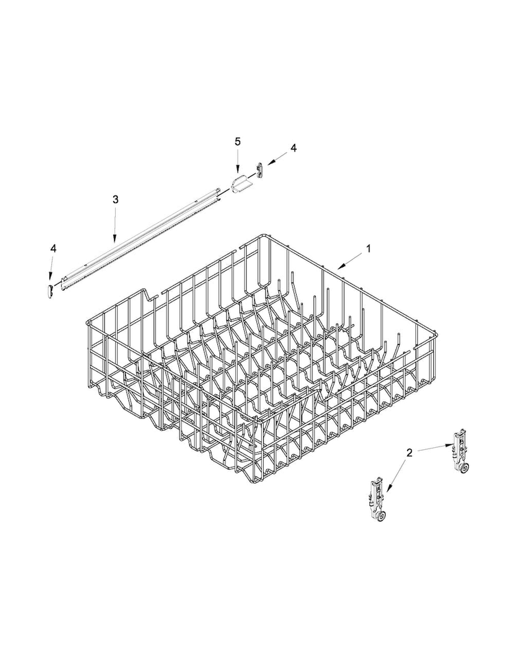 Upper Rack And Track Parts Diagram and Parts List for WDF310PAAS4  Whirlpool Dishwasher