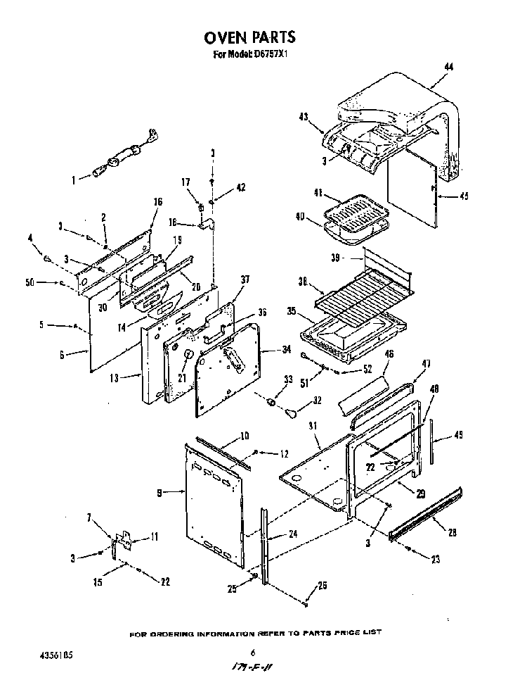 Oven Diagram and Parts List for D6757*1  Roper Range