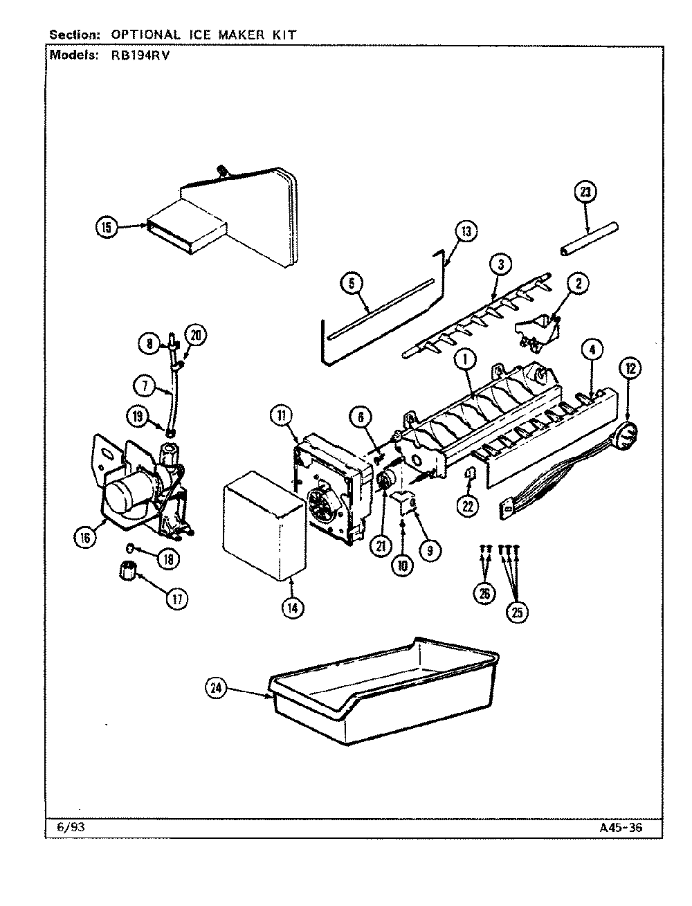 06 - Optional Ice Maker Kit Diagram and Parts List for RB194RV  Whirlpool Refrigerator