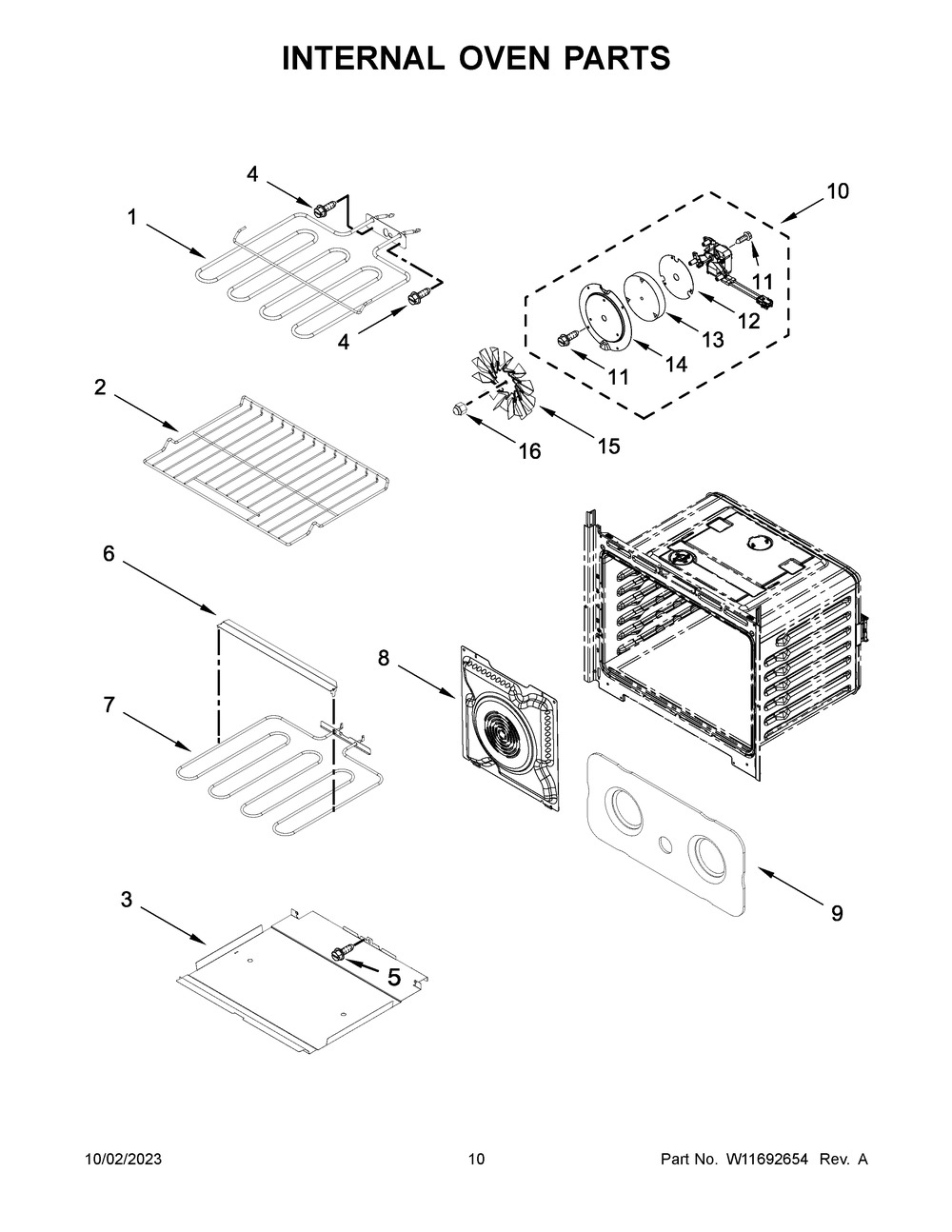 Internal Oven Parts Diagram and Parts List for WOED5030LB01  Whirlpool Wall Oven