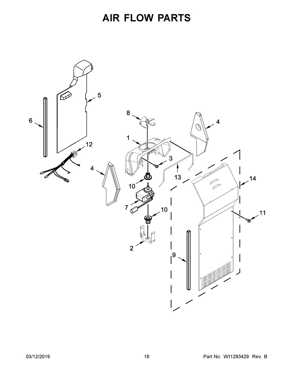 Air Flow Parts Diagram and Parts List for WRS315SDHZ01  Whirlpool Refrigerator