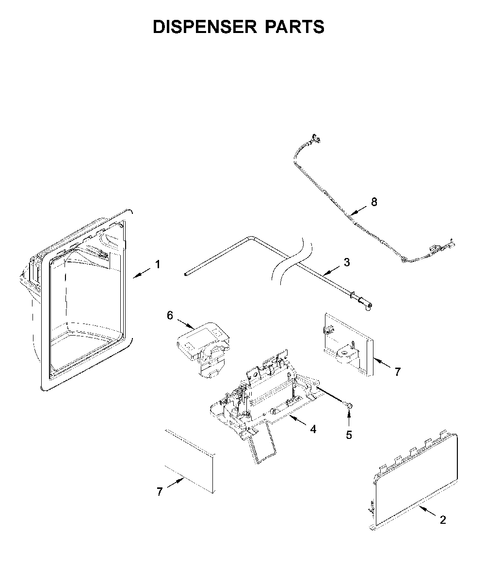 Dispenser parts Diagram and Parts List for WRS311SDHM04  Whirlpool Refrigerator