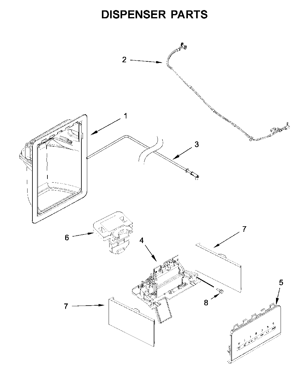 Dispenser parts Diagram and Parts List for WRS325SDHW04  Whirlpool Refrigerator