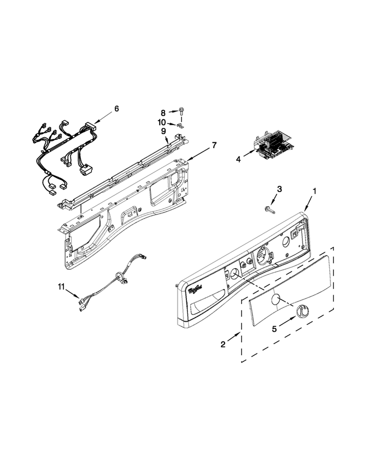 Control Panel Parts Diagram and Parts List for WFW86HEBC1  Whirlpool Washer