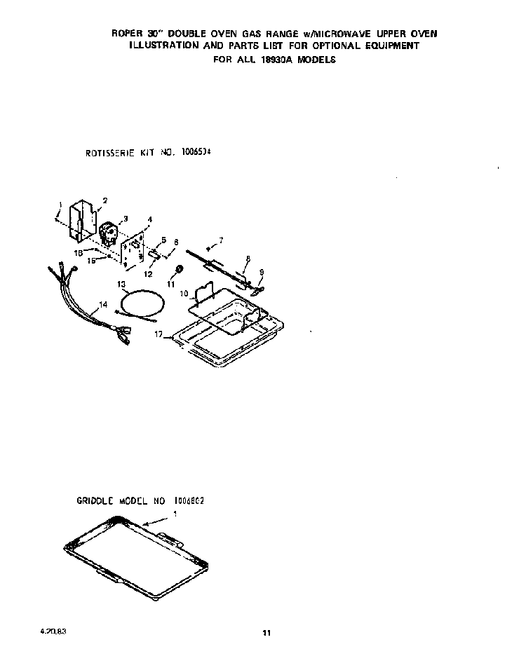 Section 5 Diagram and Parts List for 1893*0A  Roper Range