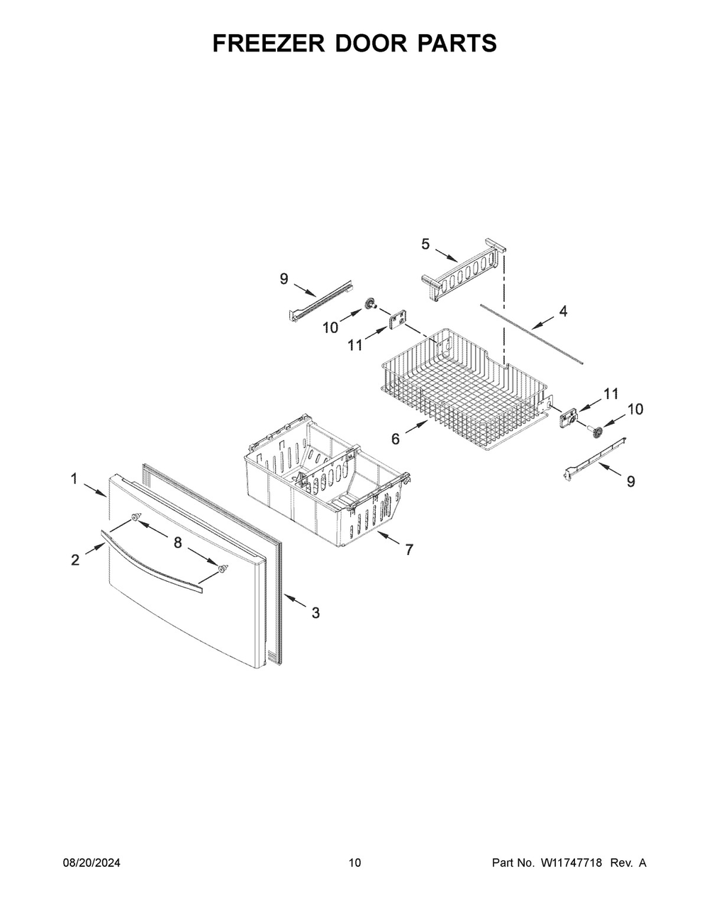 06 - Freezer Door Parts Diagram and Parts List for WRFF3436RZ00  Whirlpool Refrigerator