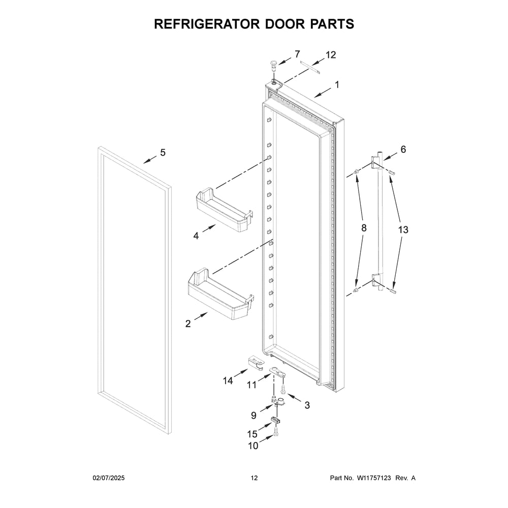 Refrigerator Door Parts Diagram and Parts List for KRSC336RPS00  KitchenAid Refrigerator