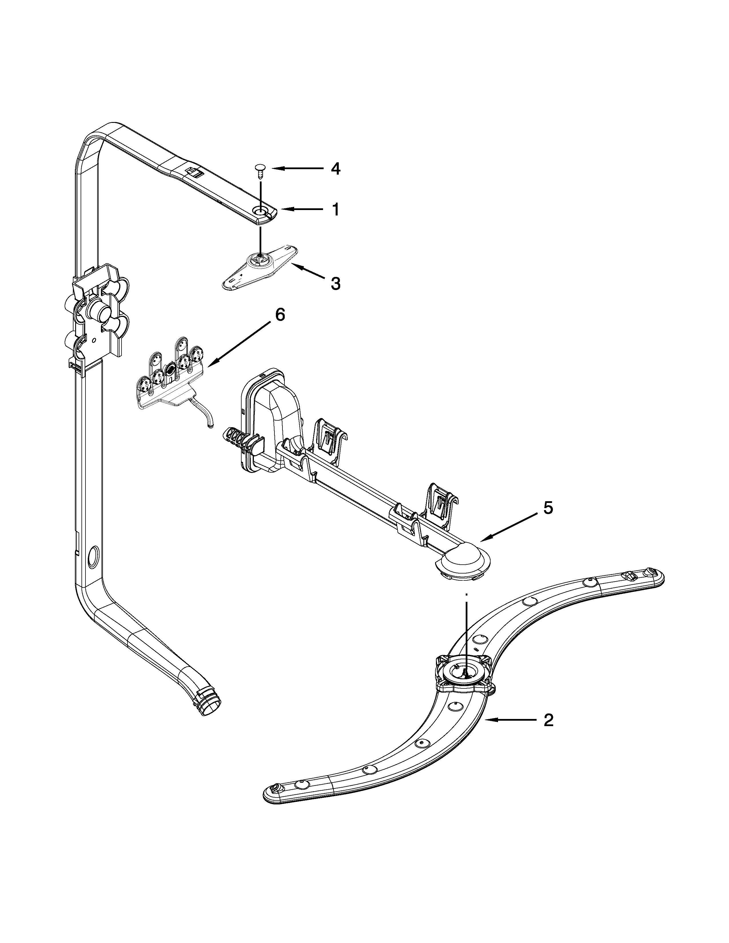 Upper Wash And Rinse Parts Diagram and Parts List for 66513042K116  Kenmore Dishwasher