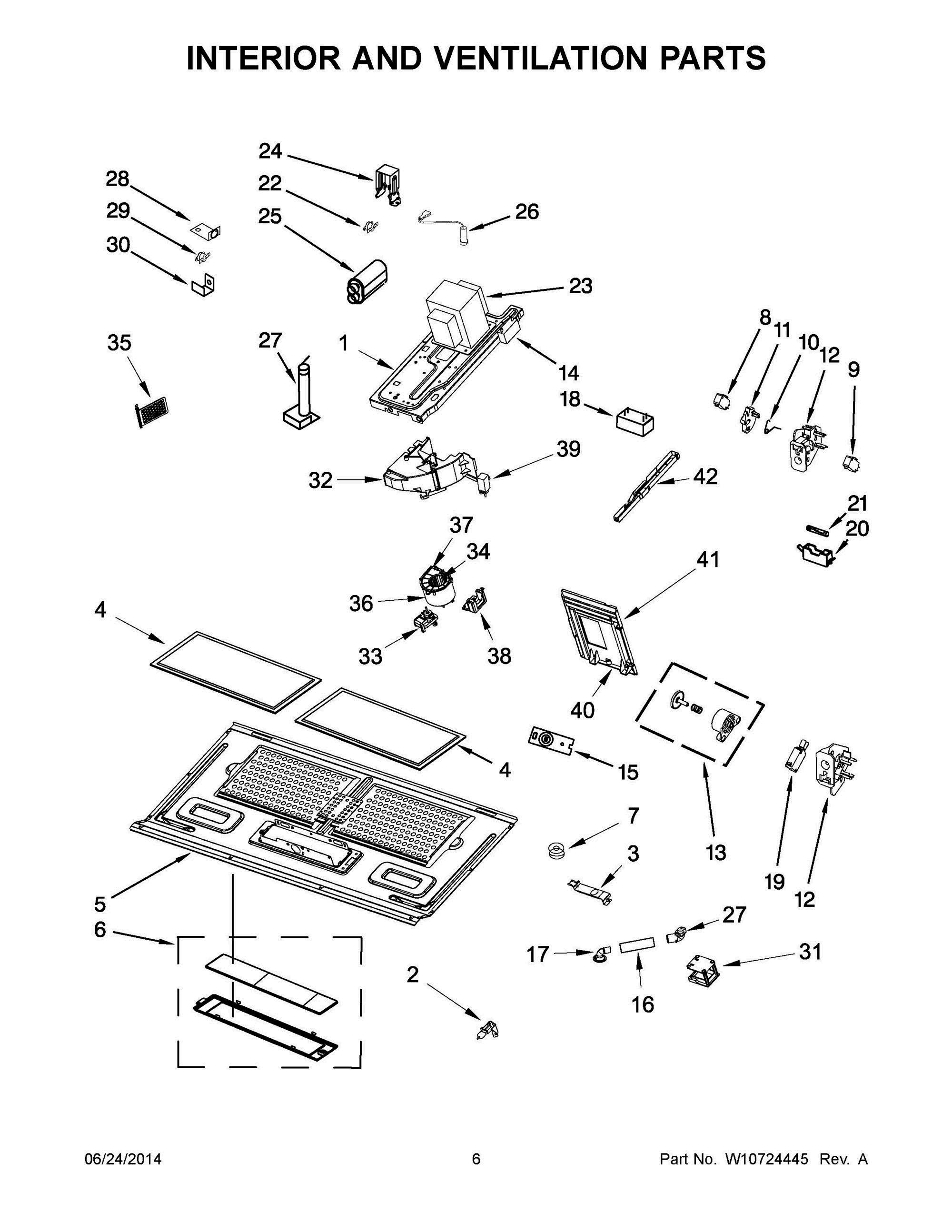 04 - INTERIOR AND VENTILATION PARTS Diagram and Parts List for YWMH76719CW0  Whirlpool Microwave