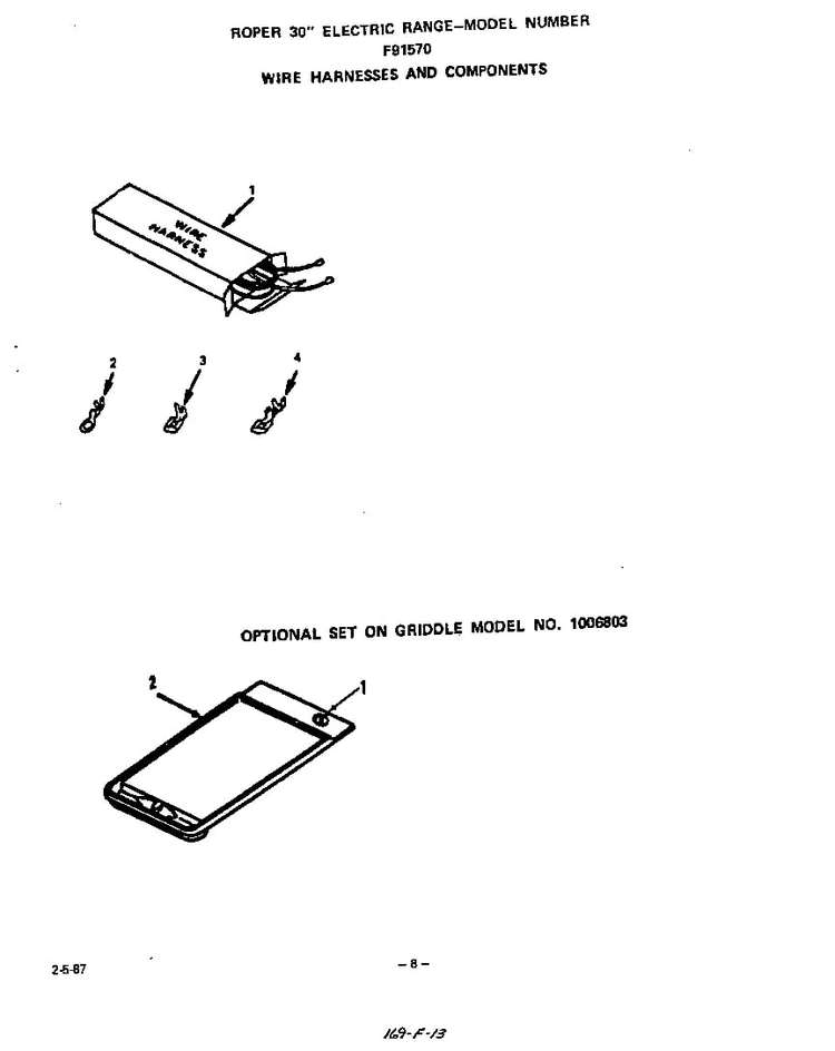 Wire Harness Diagram and Parts List for F9157*0  Roper Range