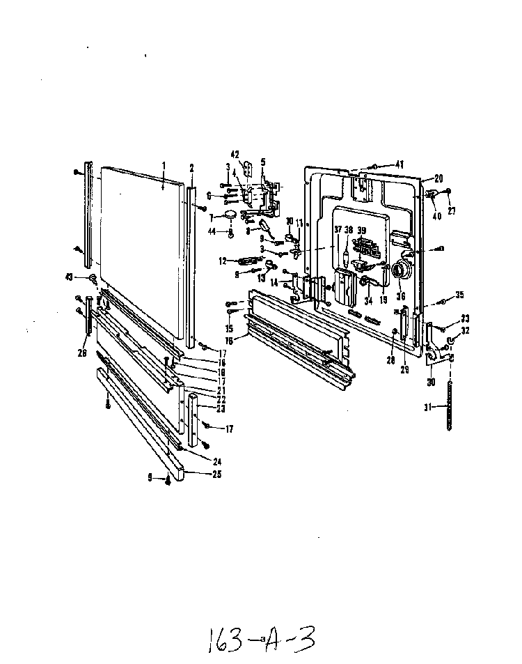 Door Diagram and Parts List for 8595*00  Roper Dishwasher
