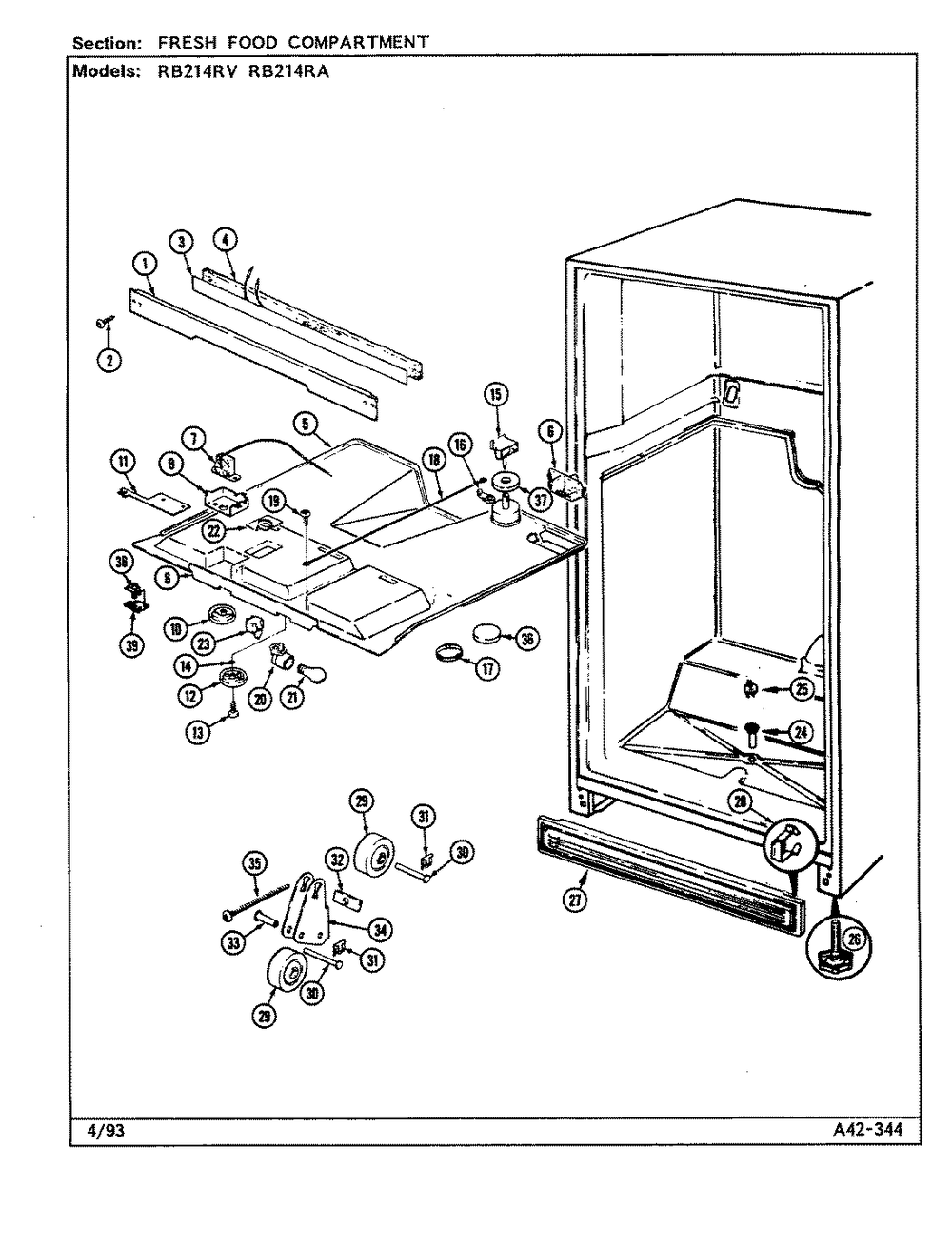 04 - Fresh Food Compartment Diagram and Parts List for RB214RA  Whirlpool Refrigerator