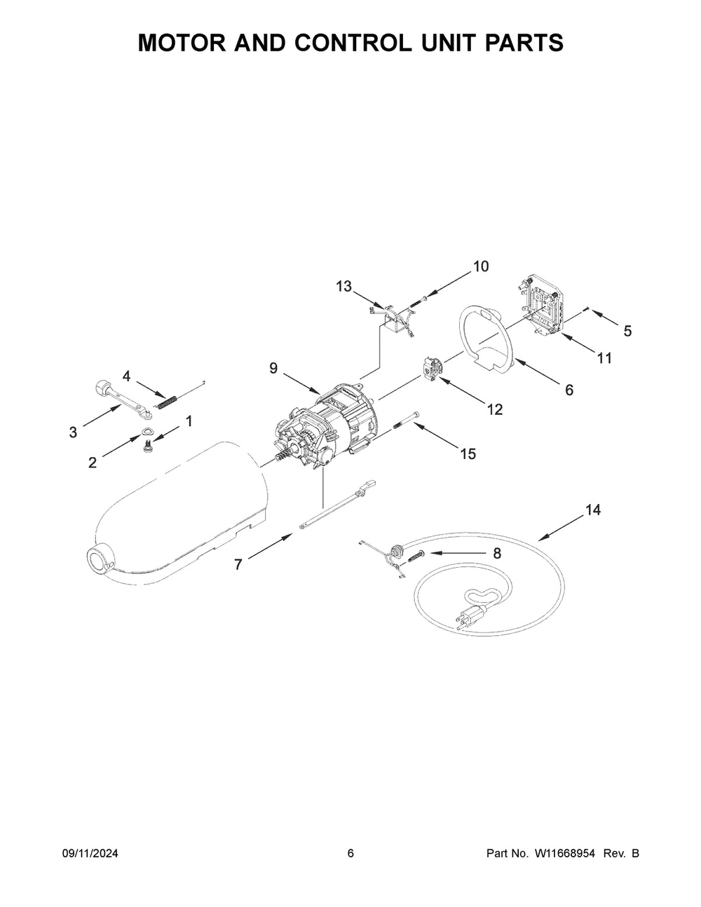04 - Motor And Control Unit Parts Diagram and Parts List for KSM97PT5  Whirlpool Mixer