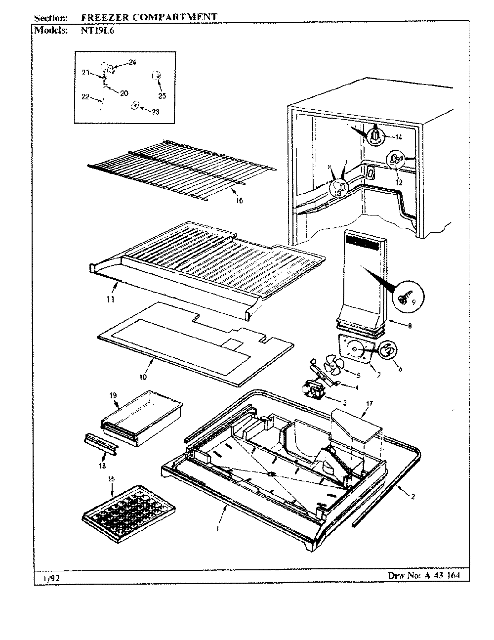 02 - Freezer Compartment Diagram and Parts List for NT19L6A  Whirlpool Refrigerator