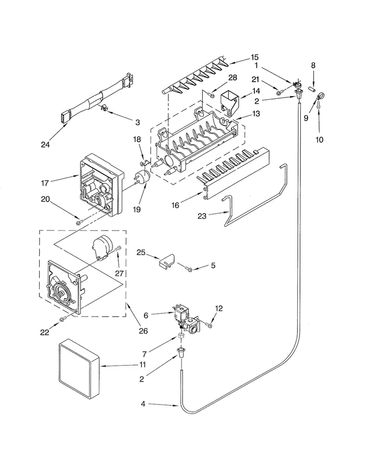 Icemaker Diagram and Parts List for 10670933901  Kenmore Refrigerator