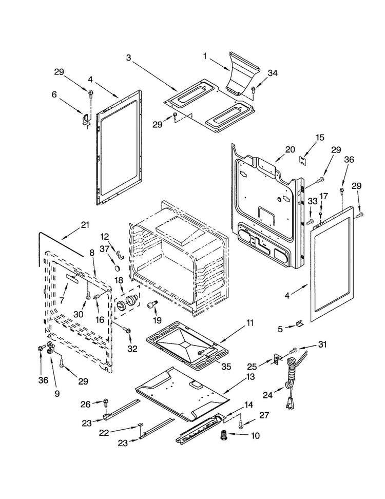 Chassis Diagram and Parts List for SP310BEGW5  Whirlpool Range