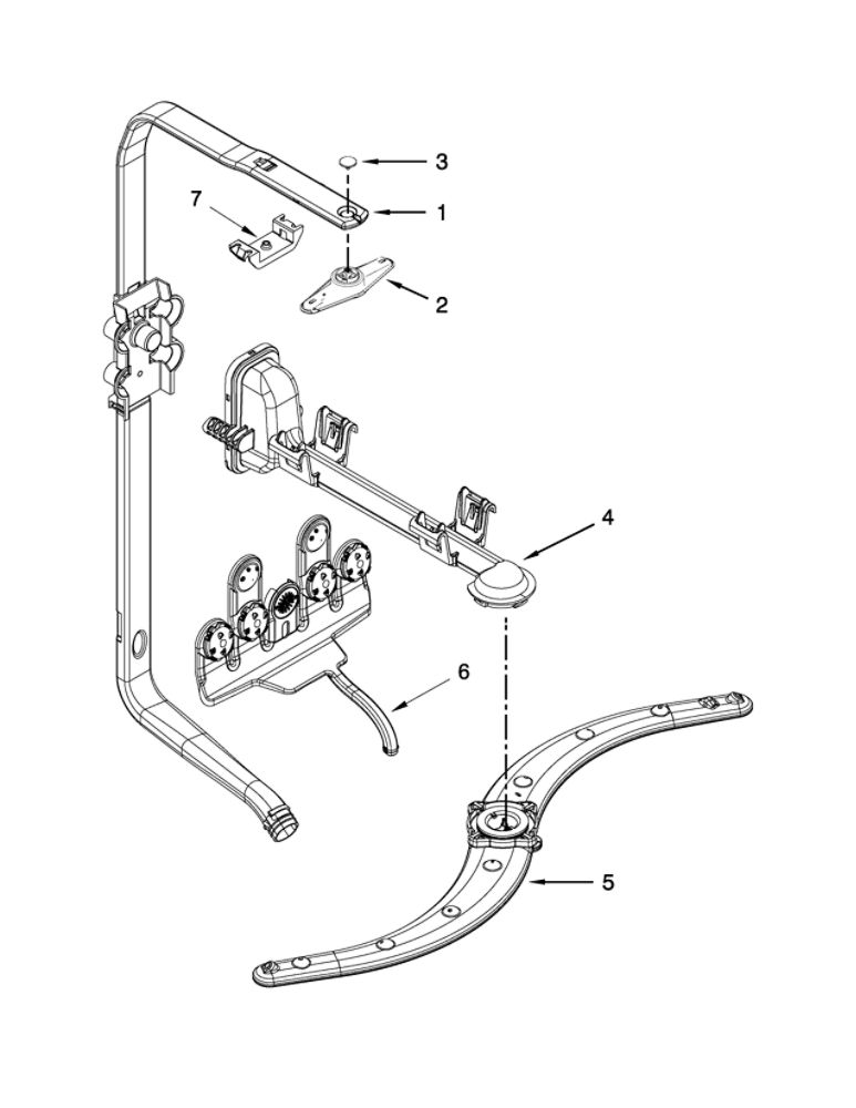 Upper Wash And Rinse Parts Diagram and Parts List for 66512789K311  Kenmore Dishwasher