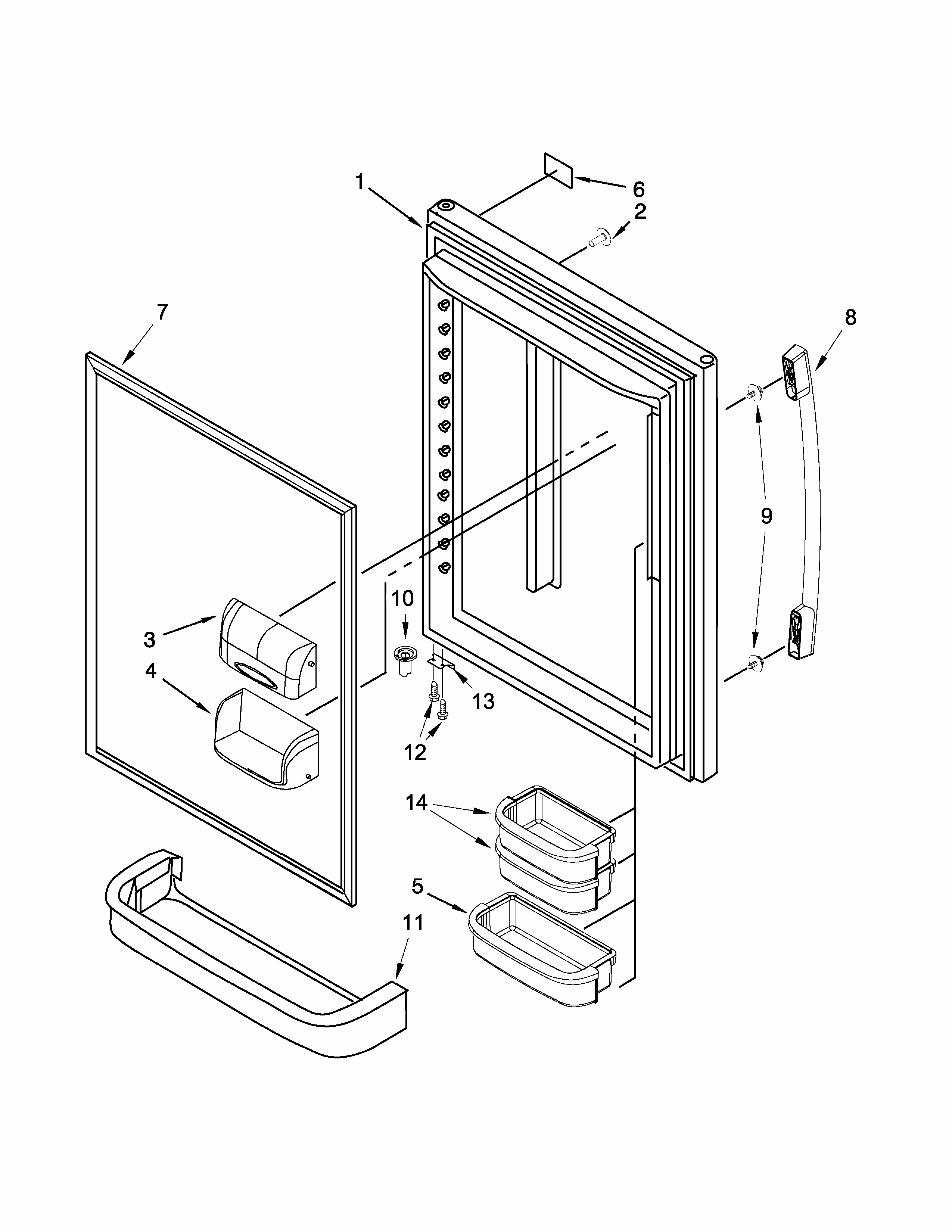 Refrigerator Door Parts Diagram and Parts List for 59669353010  Kenmore Refrigerator