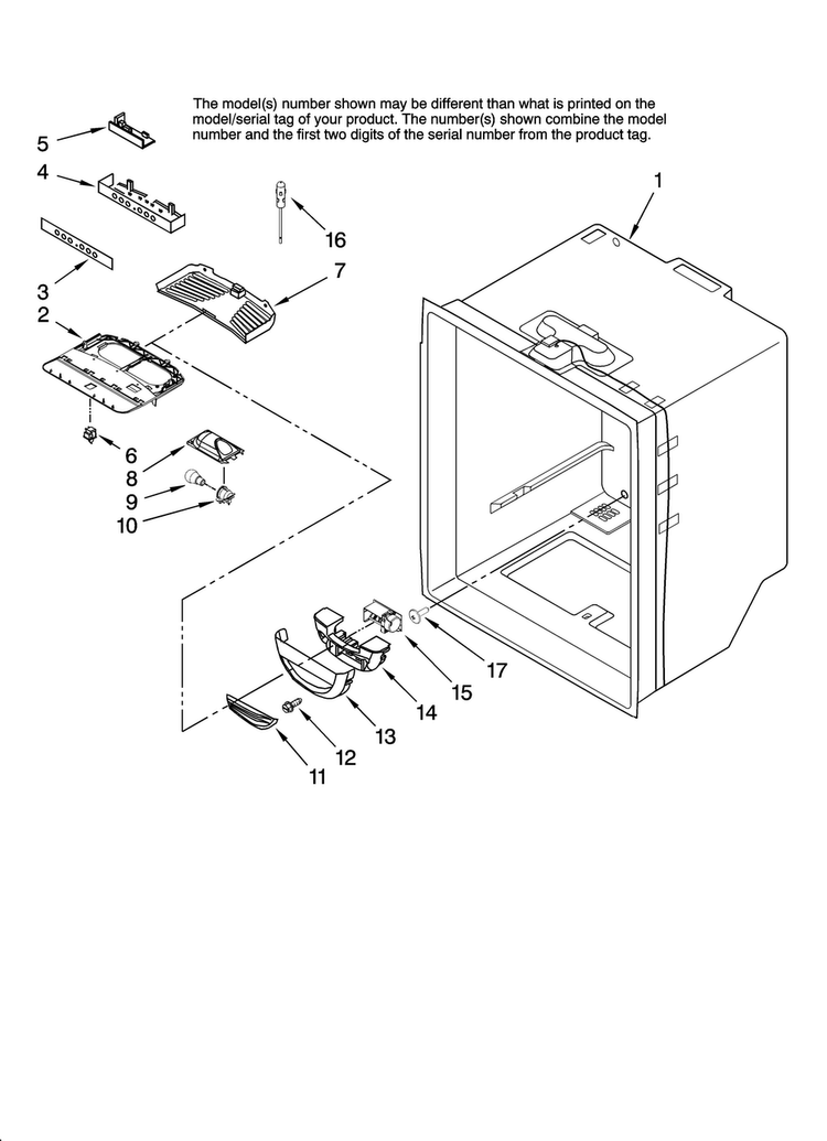 Refrigerator Liner Parts Diagram and Parts List for KBRS22KTSS11  KitchenAid Refrigerator