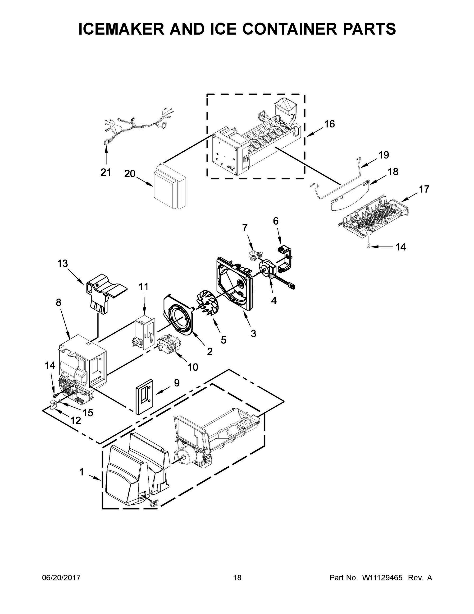10 - ICEMAKER AND ICE CONTAINER PARTS Diagram and Parts List for WRF550CDHZ00  Whirlpool Refrigerator