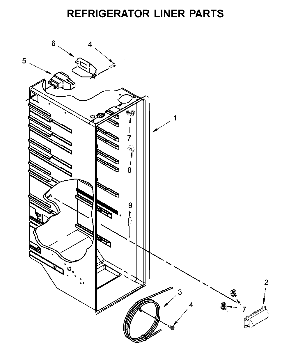 Refrigerator liner parts Diagram and Parts List for WRS325SDHW04  Whirlpool Refrigerator