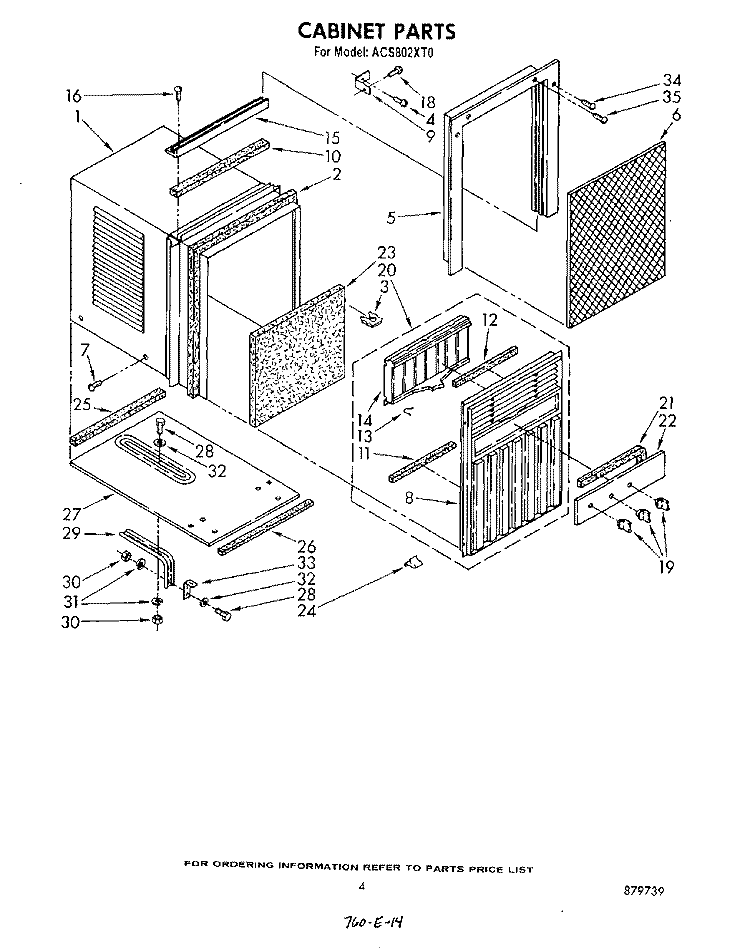 SECTION Diagram and Parts List for ACS802XT0  Whirlpool Air Conditioner