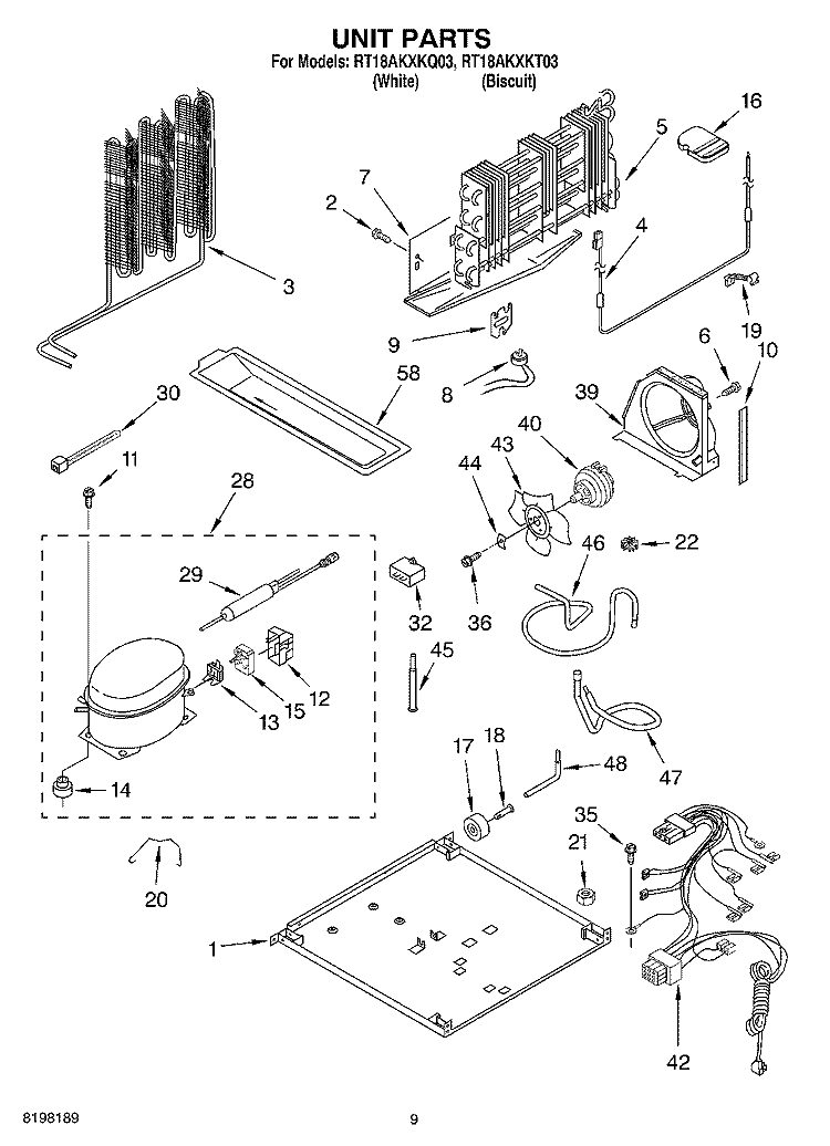 UNIT, OPTIONAL Diagram and Parts List for RT18AKXKQ03  Roper Refrigerator