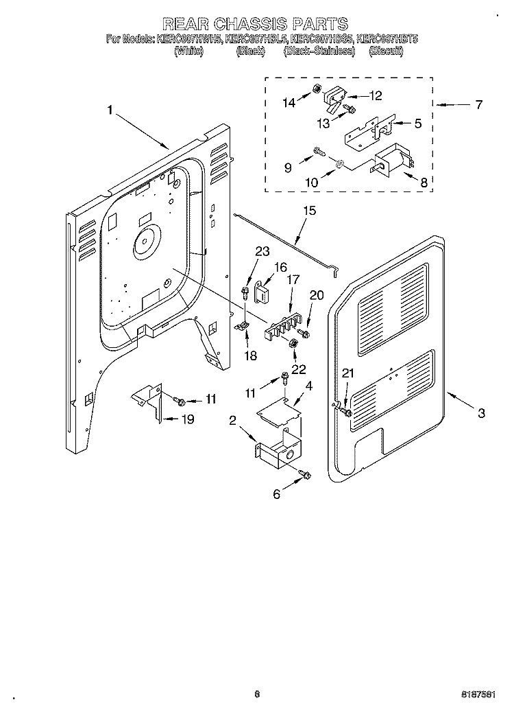 REAR CHASSIS Diagram and Parts List for KERC607HBT5  KitchenAid Range