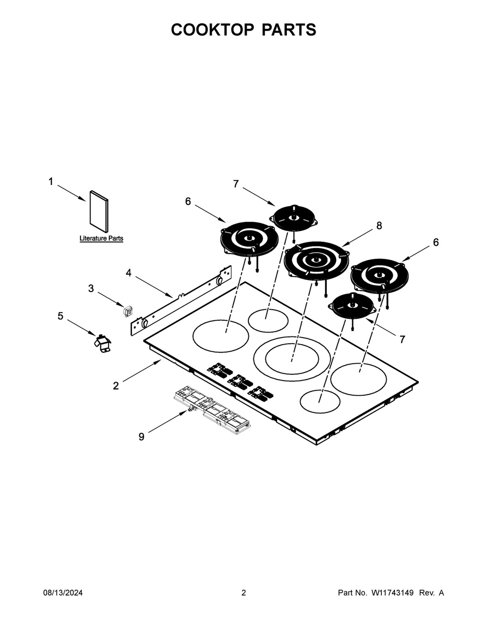 02 - Cooktop Parts Diagram and Parts List for KCIG556JBL02  Whirlpool Cooktop