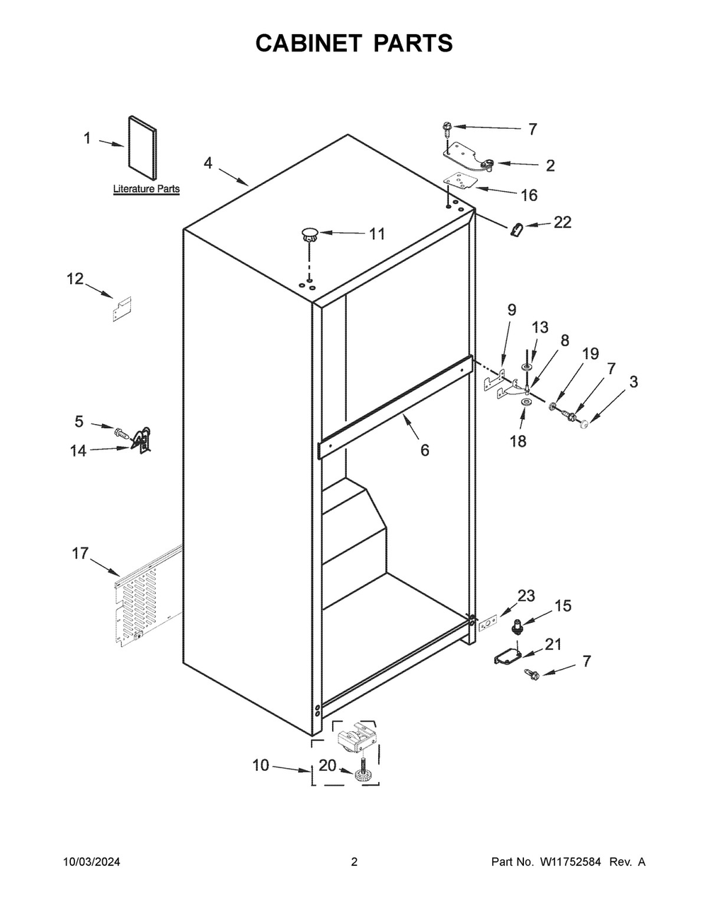 02 - Cabinet Parts Diagram and Parts List for WRT518SZKV03  Whirlpool Refrigerator