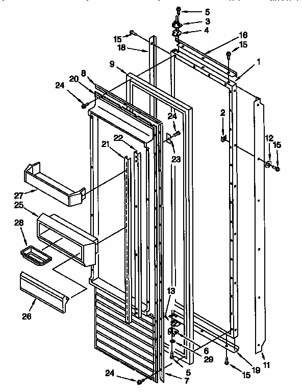 Refrigerator Door Diagram and Parts List for 106KSSS36QDW05  KitchenAid Refrigerator