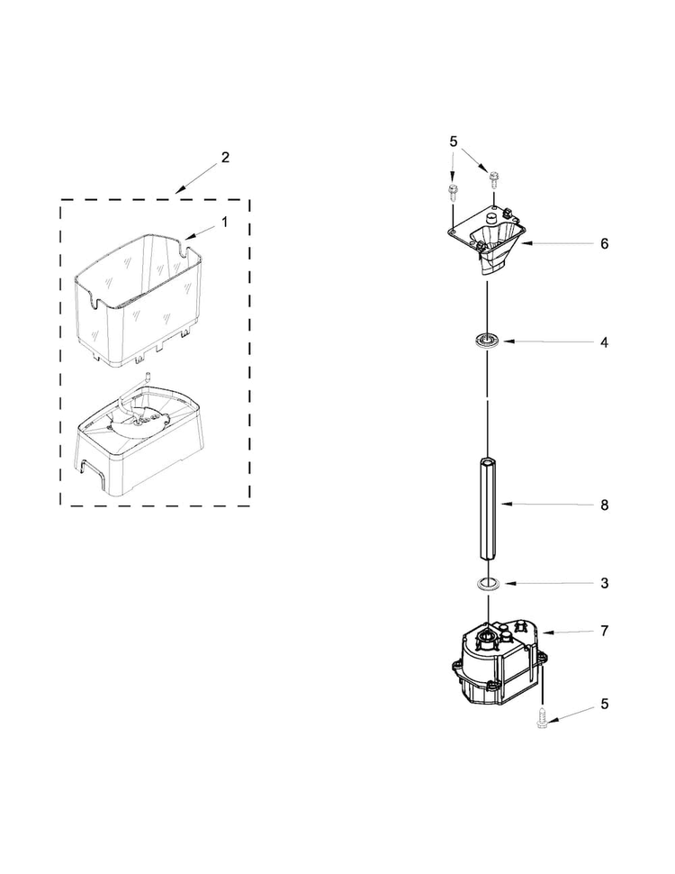 Motor And Ice Container Parts Diagram and Parts List for KSF22C4CYY00  KitchenAid Refrigerator