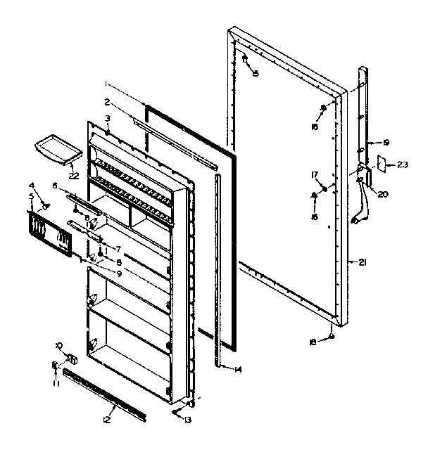 Door Parts Diagram and Parts List for 106W15MIM  Kenmore Refrigerator