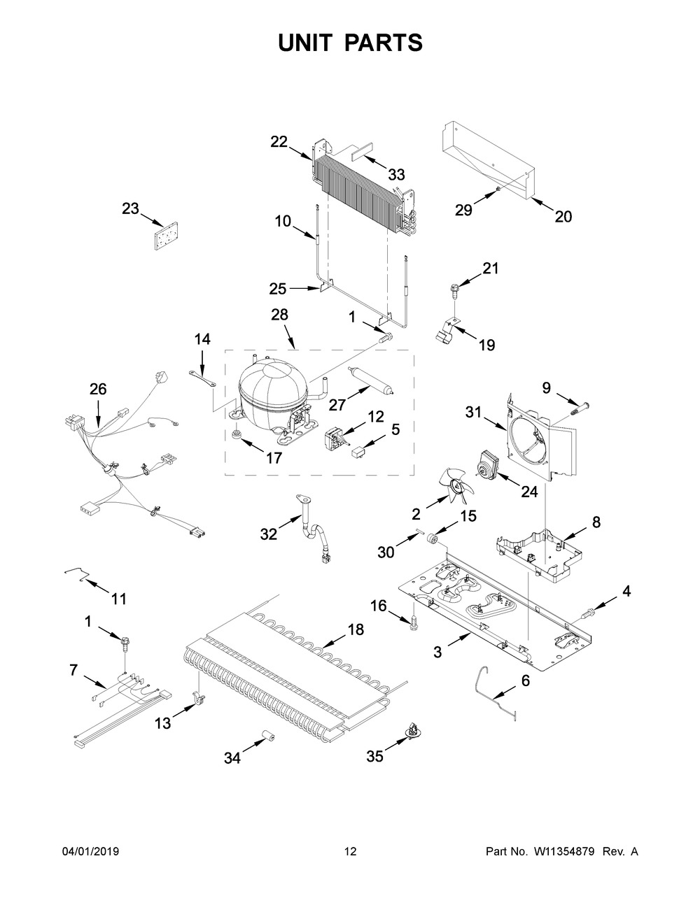 Unit Parts Diagram and Parts List for WRF535SMHB01  Whirlpool Refrigerator