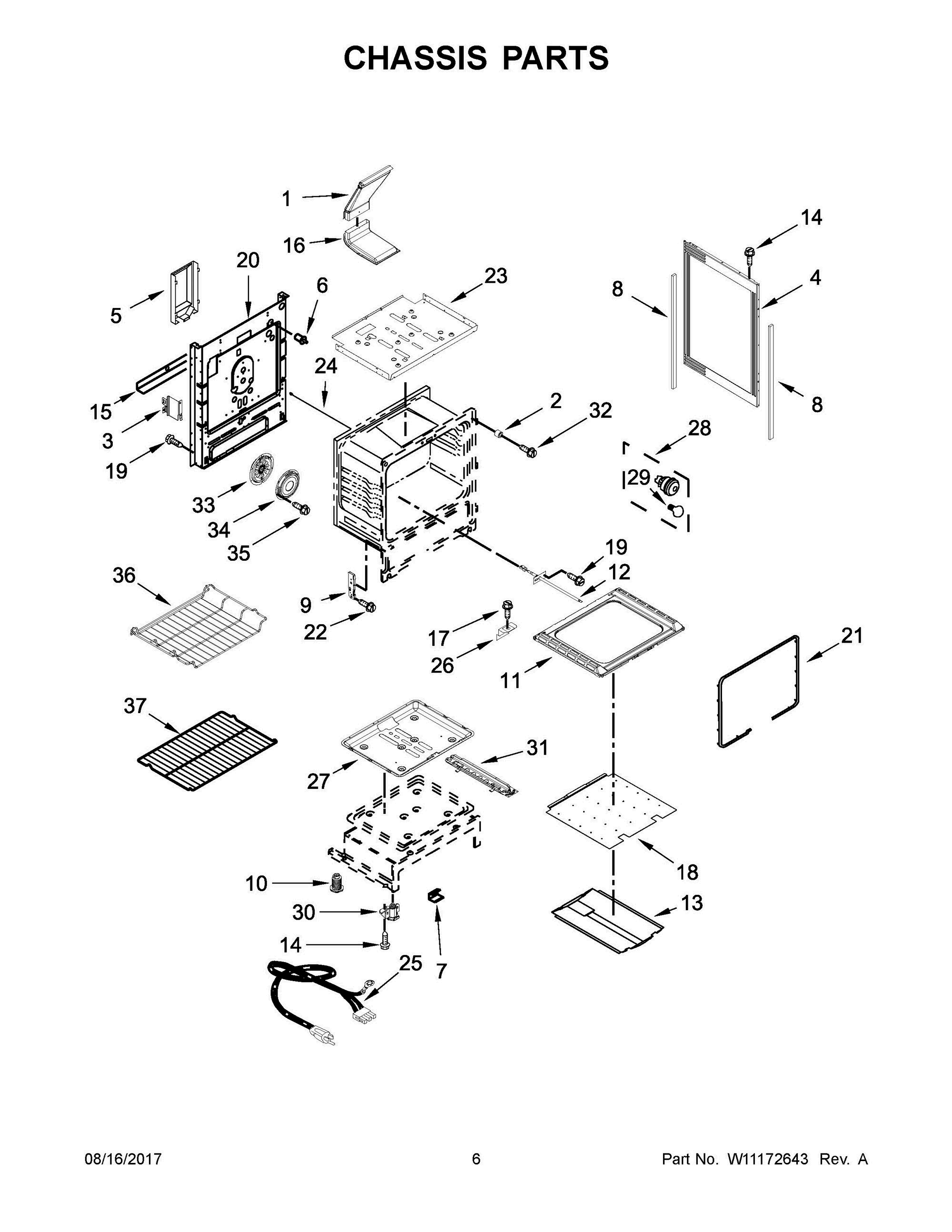 04 - CHASSIS PARTS Diagram and Parts List for WFG775H0HV0  Whirlpool Range