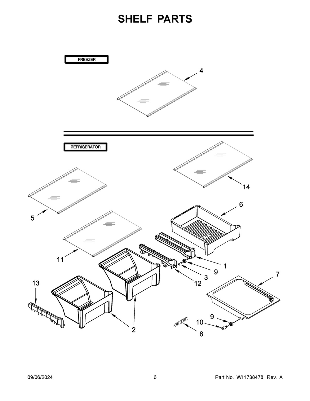 04 - Shelf Parts Diagram and Parts List for WRT519SZDM11  Whirlpool Refrigerator